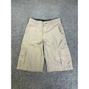 Burnside Shorts Boys 14/16 Beige Cargo Twill Pockets Inseam 10 In Flat Front Zip